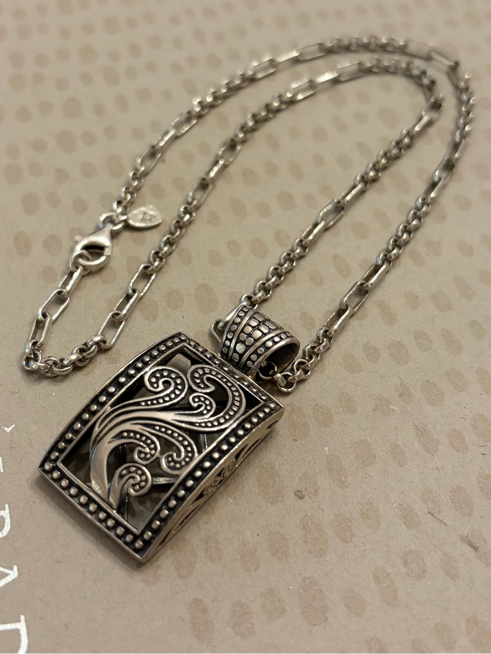 Rare Silpada Sterling Silver “Timeless” Paisley Scroll Pendant Necklace
